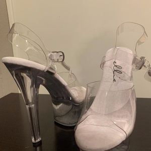 Clear Stripper heels size 7
